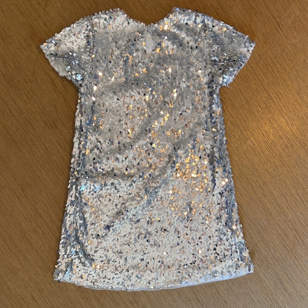 Zara Kids Silver Sequin Short Sleeve Dress - Picture 3 of 5